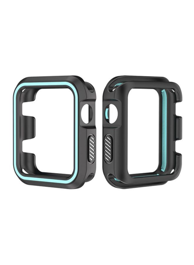 NIBEMINENT Rugged Armor Bumper Protective Case Cover For Apple Watch Series 1/2/3 42mm Black/Blue  - Image 1