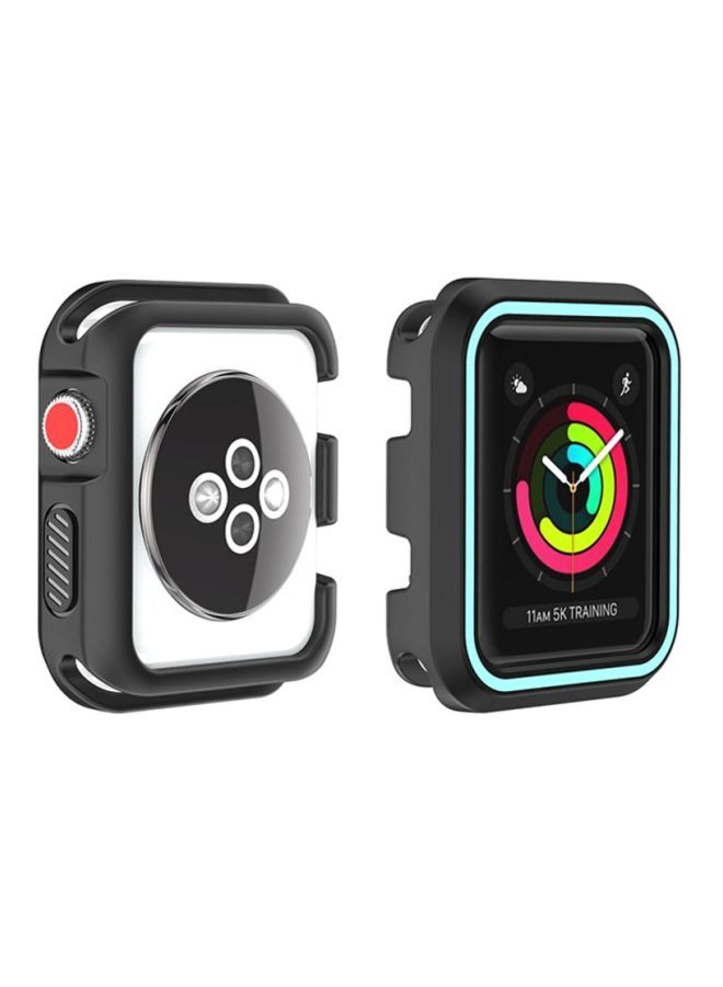 NIBEMINENT Rugged Armor Bumper Protective Case Cover For Apple Watch Series 1/2/3 42mm Black/Blue  - Image 2