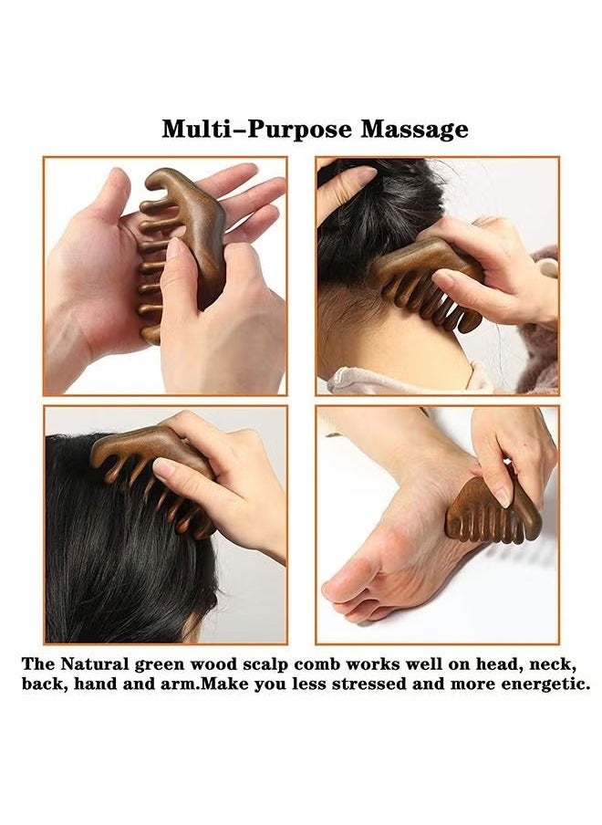 BOUND MOAT Natural Wood Wide Tooth Hair Comb Head Scalp Massage No Static Sandalwood Hair Pick Wooden Comb,anti-static meridian massage comb for Men and Women  - Image 2