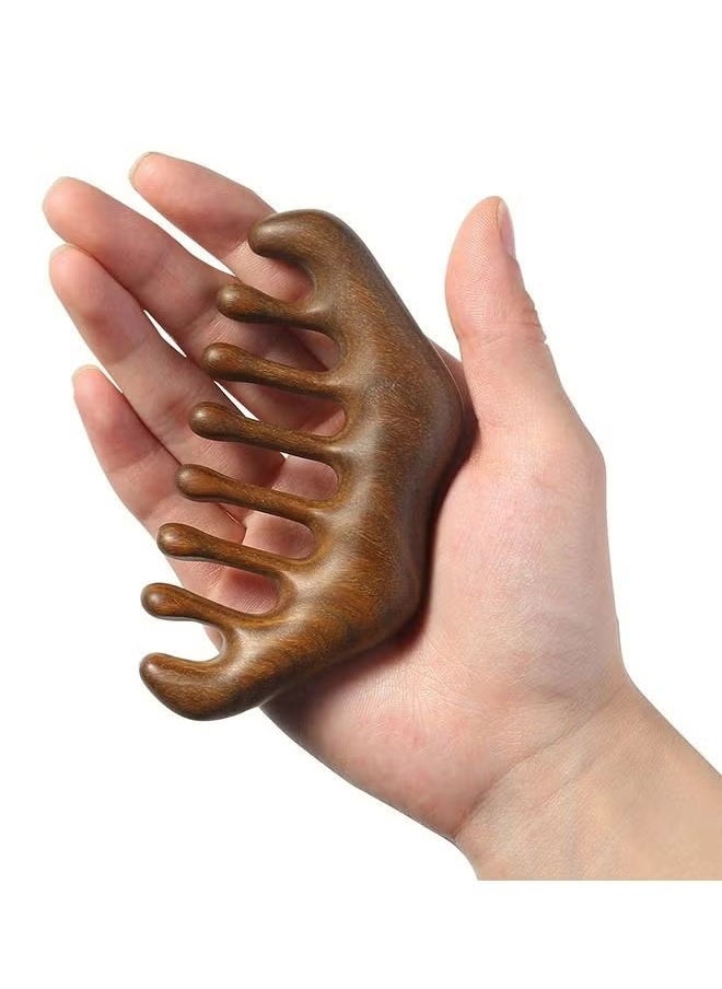 BOUND MOAT Natural Wood Wide Tooth Hair Comb Head Scalp Massage No Static Sandalwood Hair Pick Wooden Comb,anti-static meridian massage comb for Men and Women  - Image 4