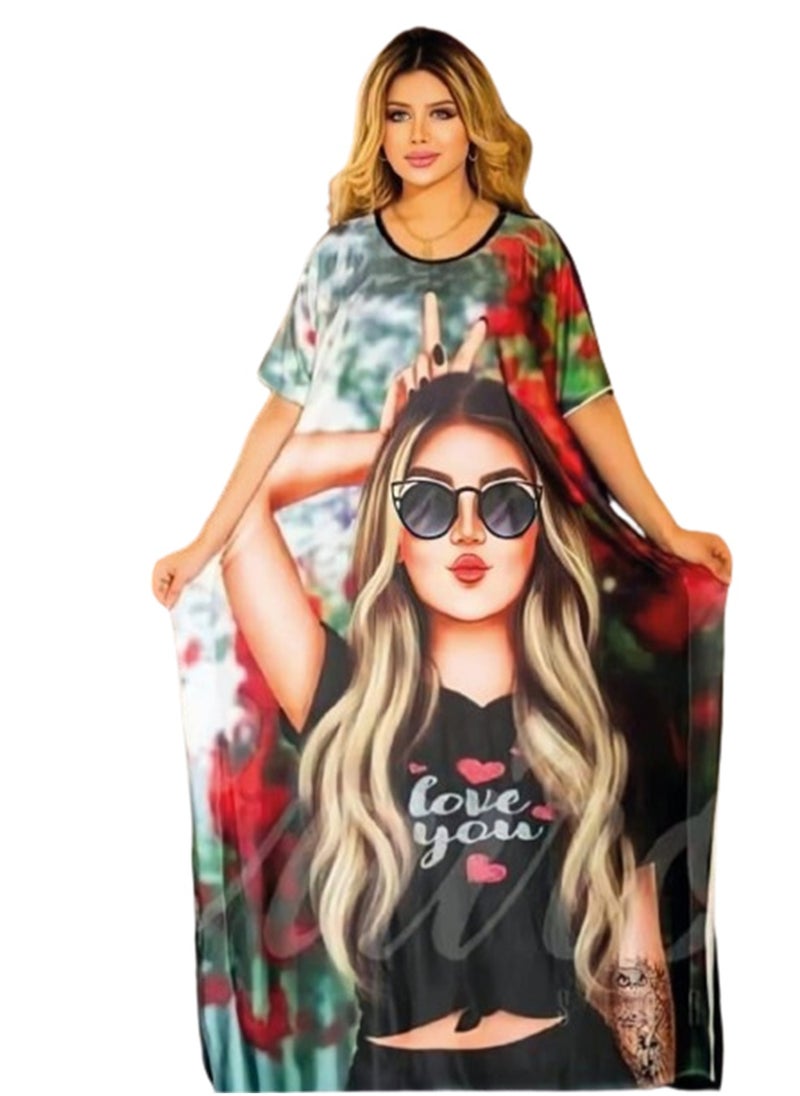 Generic - Summer Printed Women's Abaya - Image 1