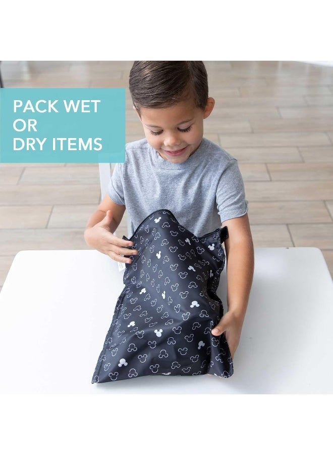 Bumkins Waterproof Wet Bags for Baby, Disney Mickey Mouse, Travel, Swimsuit, Cloth Diapers, Pump Parts, Gym Clothes, Toiletries, Strap to Stroller, Zipper Reusable Bag - Image 3