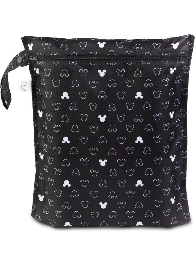 Bumkins Waterproof Wet Bags for Baby, Disney Mickey Mouse, Travel, Swimsuit, Cloth Diapers, Pump Parts, Gym Clothes, Toiletries, Strap to Stroller, Zipper Reusable Bag - Image 1