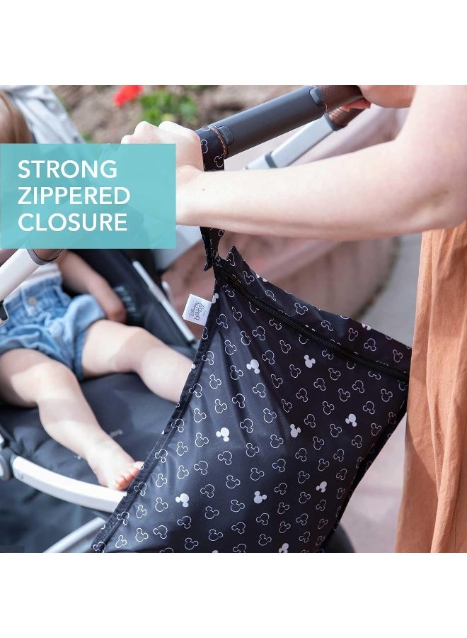 Bumkins Waterproof Wet Bags for Baby, Disney Mickey Mouse, Travel, Swimsuit, Cloth Diapers, Pump Parts, Gym Clothes, Toiletries, Strap to Stroller, Zipper Reusable Bag - Image 4