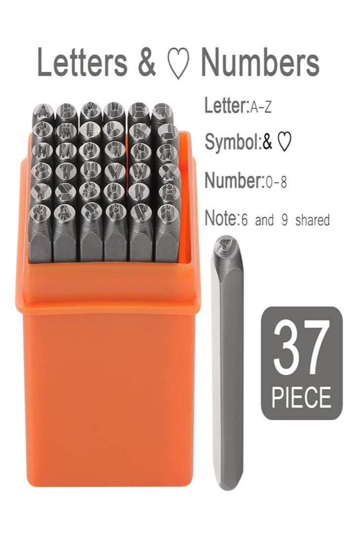 37 Pcs Number and Letter Punch Set 3mm Metal Stamping Tool Set A to Z 0 to 9 Heart Shape Letter Number and Symbols Stamp Punch for Stamping Metal Wood Plastic Leather - Image 2