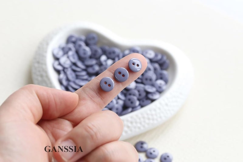 GANSSIA 500pcs 9mm (11/32 Inch) Tiny and Small Size Resin Buttons for Garments Sewing 2 Holes Dark Gray Color Buttons DIY Crafts - Image 2