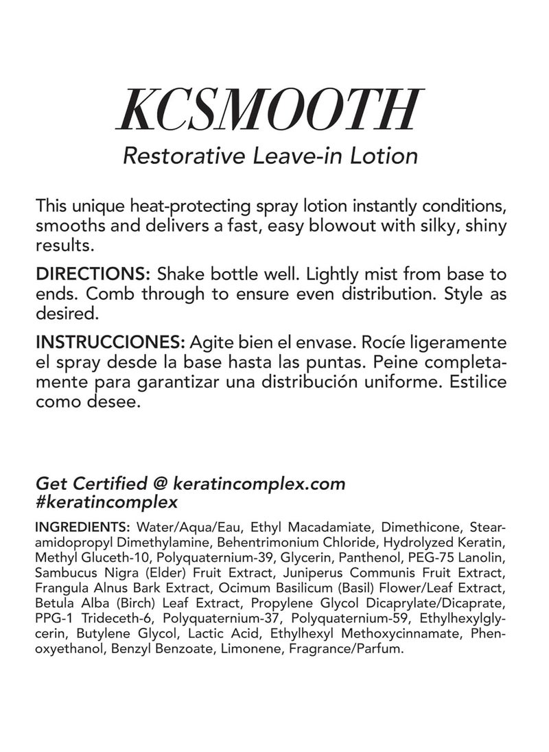 KERATIN COMPLEX Keratin Complex - KCSMOOTH Restorative Leave-in Lotion Blow Dry Aid - 5 fl oz  - Image 3