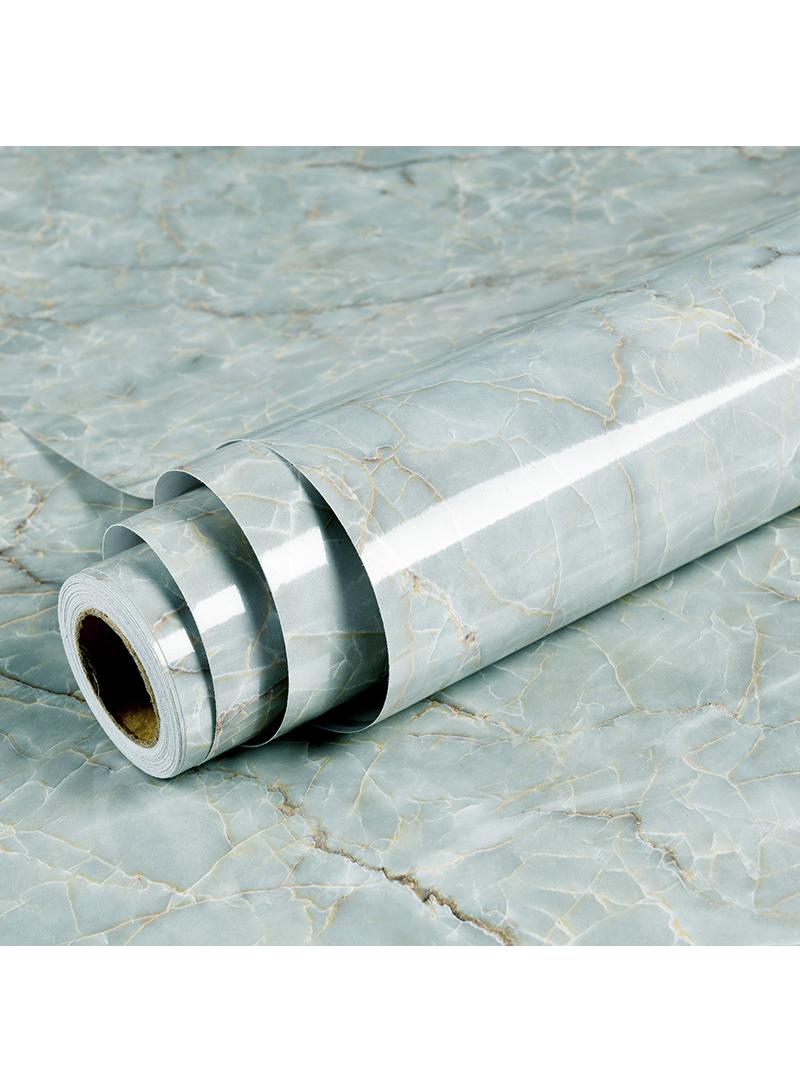 الأزرق جي دبليو الرخام ورقة 40x500cm ورق الجدران ذاتية اللصق للماء لمعان بولي كلوريد الفينيل الفينيل الغرانيت ورقة مضادة للنفط تغطية الأثاث كونترتوب المطبخ بطانة الجرف - Image 1