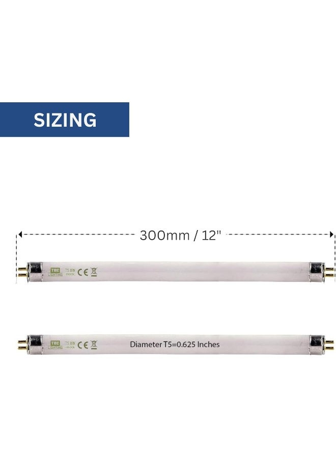 Tbe Lighting  T5 8W Fluorescent Tube Lamps 288Mm - Cfl Bulbs - G5 2-Pin Base Fittings - T5 High Efficiency Lamps, Soft White 3500K (3-Pack)  - Image 1