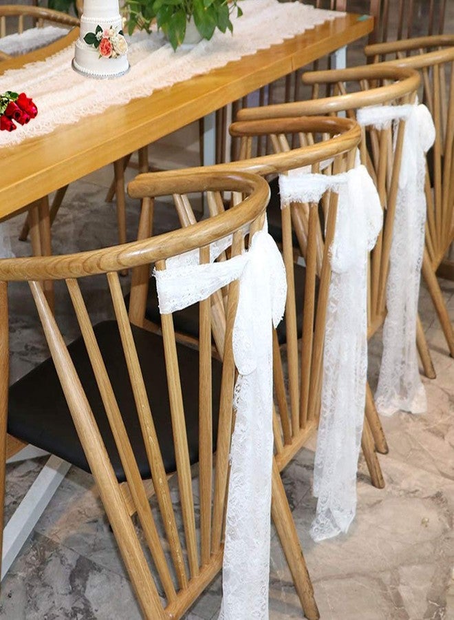 Fowecelt 2 Pcs White Lace Table Runners 14 x 120 Inch for Wedding Bridal Shower Baby Shower Party Table Decoration, Rustic Rose Embroidered Boho Table Runner - Image 3