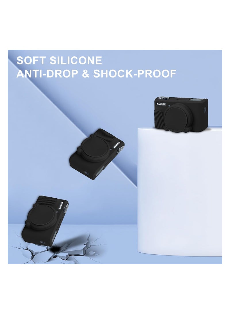 Silicone Camera Case for Canon PowerShot SX740/ SX730 Digital Camera, SX740 Camera Soft Case Cover Rubber Camera Sleeve with Removable Lens Cover, Black - Image 4