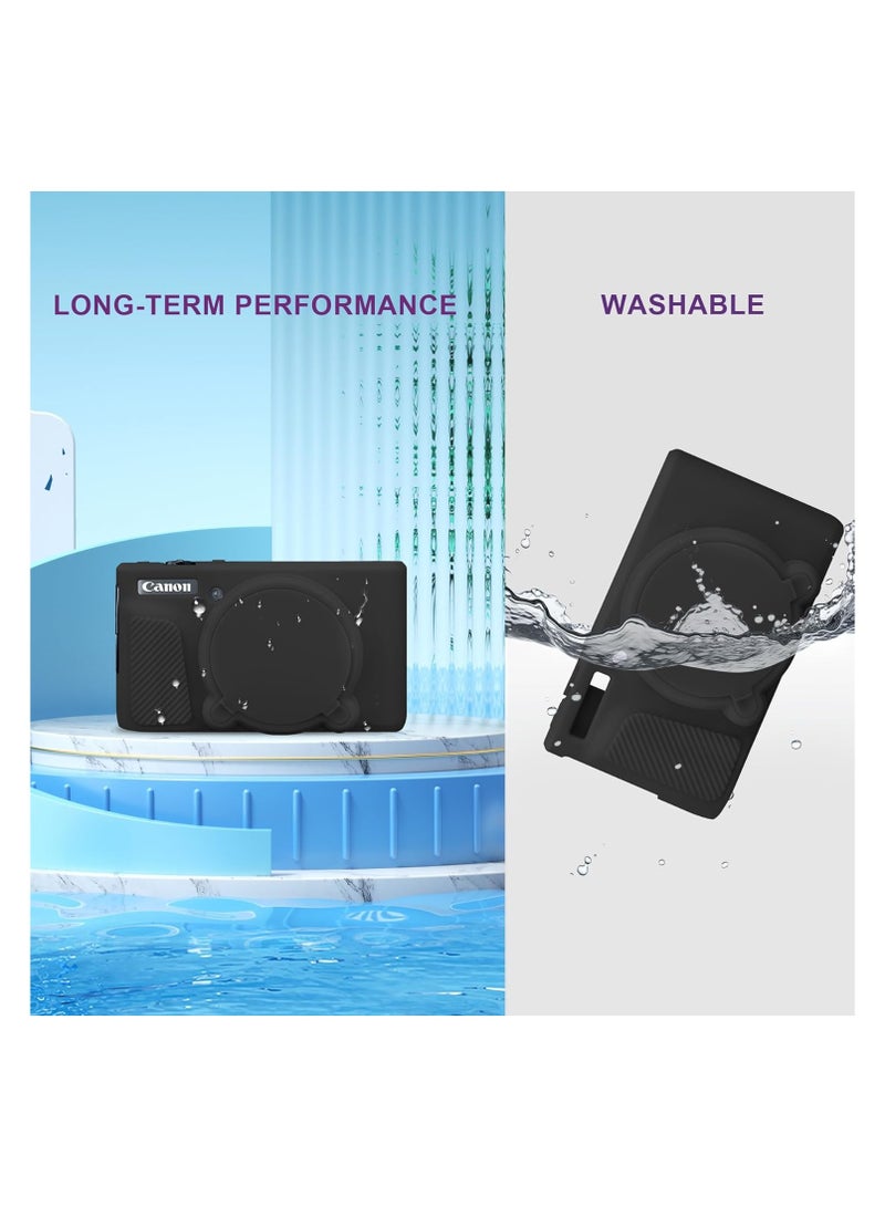 Silicone Camera Case for Canon PowerShot SX740/ SX730 Digital Camera, SX740 Camera Soft Case Cover Rubber Camera Sleeve with Removable Lens Cover, Black - Image 2