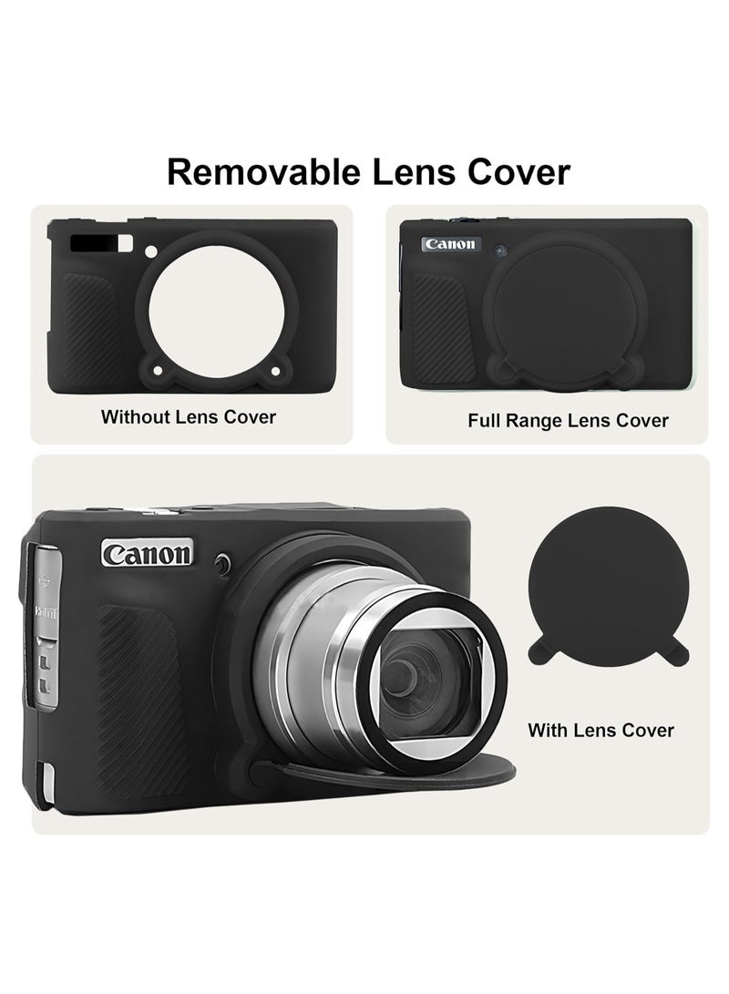 Silicone Camera Case for Canon PowerShot SX740/ SX730 Digital Camera, SX740 Camera Soft Case Cover Rubber Camera Sleeve with Removable Lens Cover, Black - Image 3