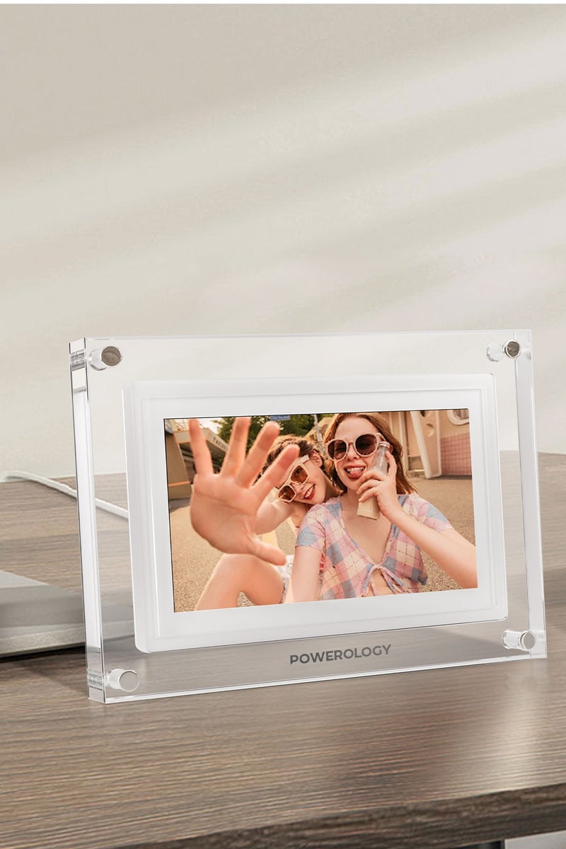 Powerology 7" Smart Frame Digital Photo Display / Wireless Instant Sharing / Smart Photo Centering / Touch Frame Display / Work with Frameo APP / Wireless Sharing Picture to the Frame - White - Image 3