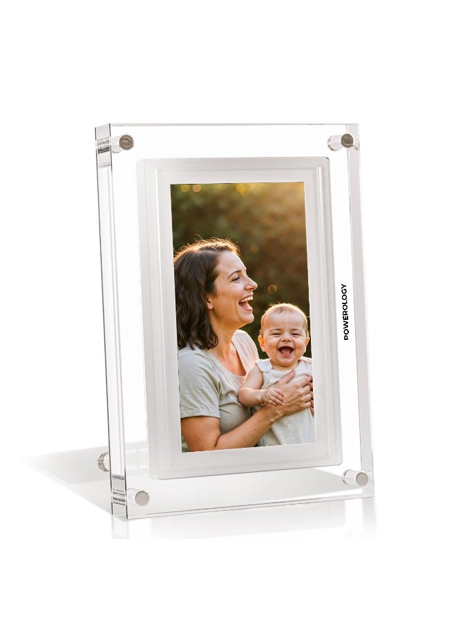 Powerology 7" Smart Frame Digital Photo Display / Wireless Instant Sharing / Smart Photo Centering / Touch Frame Display / Work with Frameo APP / Wireless Sharing Picture to the Frame - White - Image 5