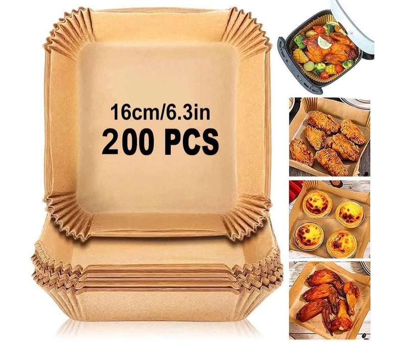 SKY-TOUCH SKY 200PCS Air Fryer Disposable Paper Liners 16cm – Non-Stick Oil-Proof Food Grade Parchment Sheets for Air Fryer, Oven & Microwave – Easy Clean Baking Accessories - Image 1