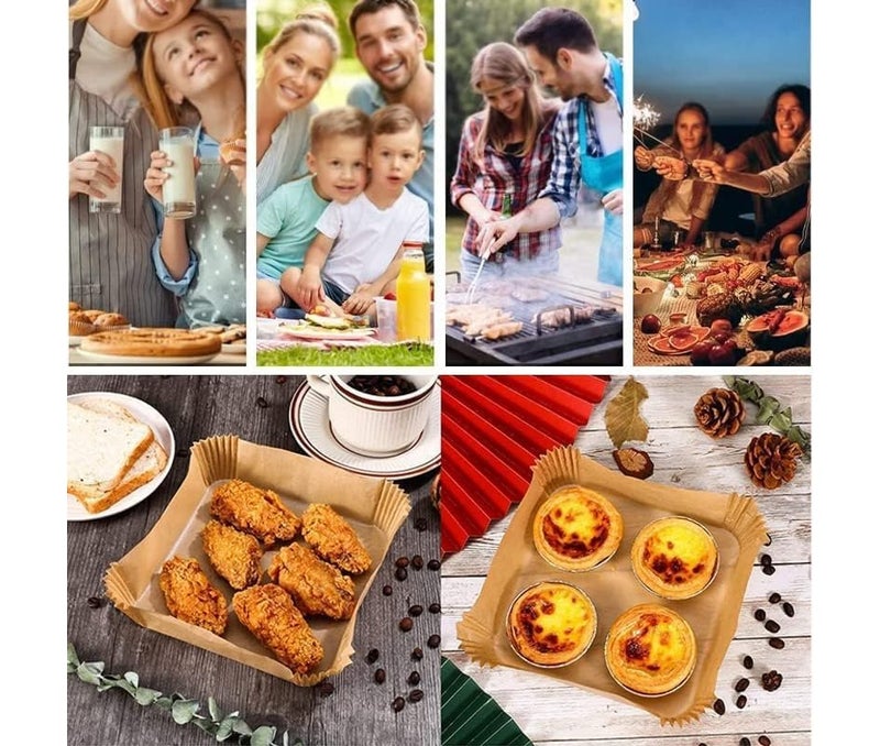 SKY-TOUCH SKY 200PCS Air Fryer Disposable Paper Liners 16cm – Non-Stick Oil-Proof Food Grade Parchment Sheets for Air Fryer, Oven & Microwave – Easy Clean Baking Accessories - Image 2