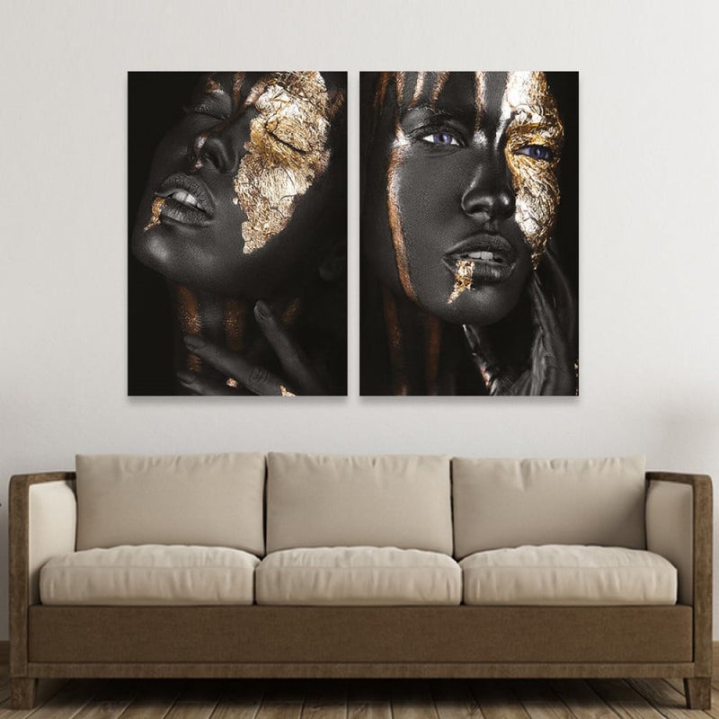 ماركتنا لوحة قماشية ثنائية بتصميم فتاة بمقاس اجمالي 80×60 سم - Image 1