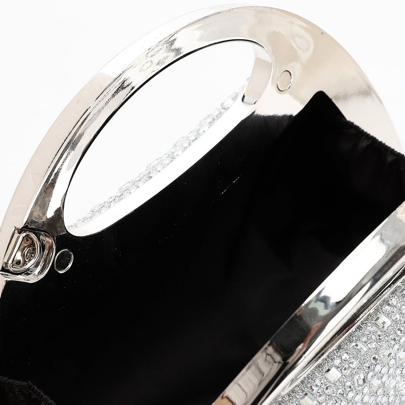 Mr.joe Crystal Embellished Top Handle Clutch - Silver - Image 4