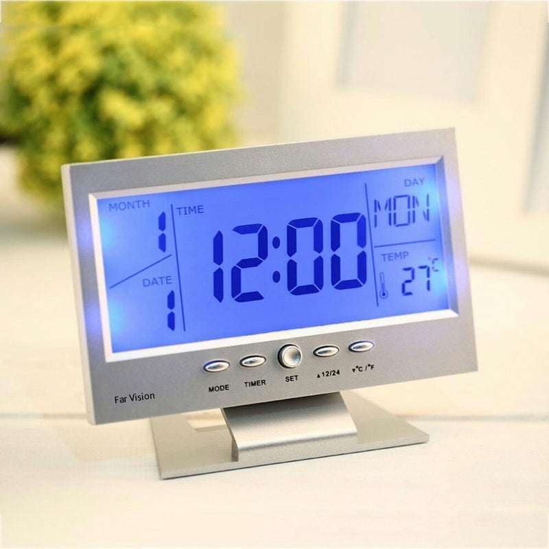 Royals Digital LCD Clock with Calendar Temperature Sensor Alarm for Table and Study Desk Big Digit Clock - Image 1