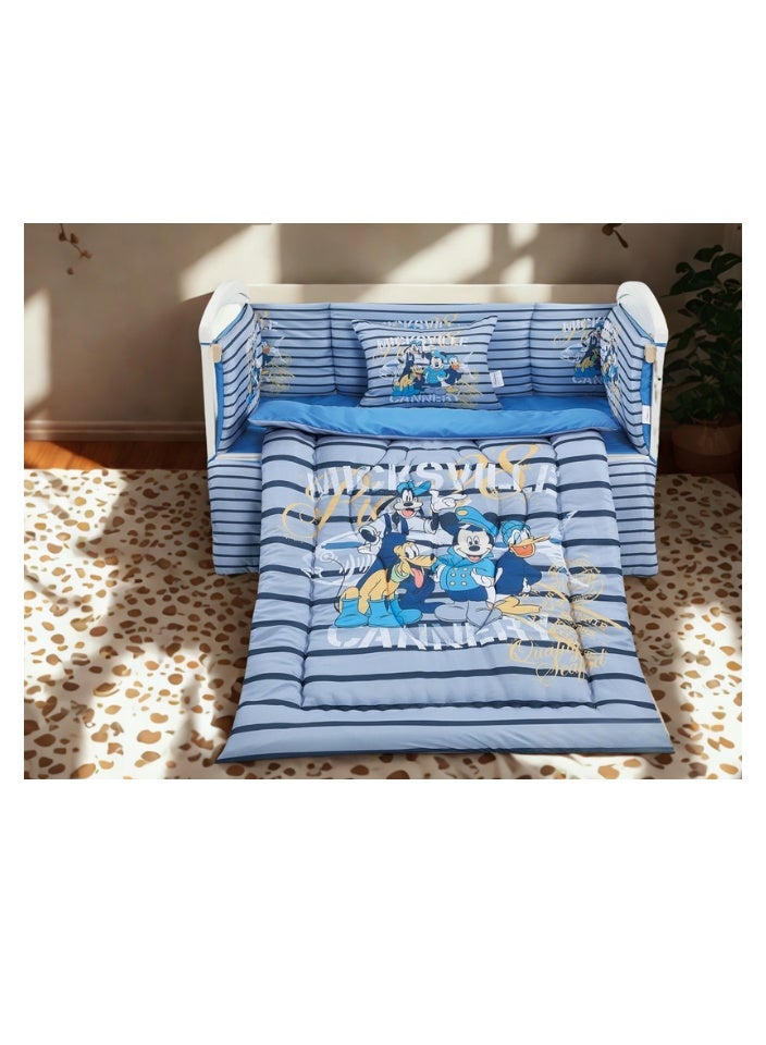 سمارت هوم طقم مفارش سرير أطفال ، مفرش حواجز طقم مكون من لحاف اطفال مقاس 90X145 سم شرشف مطاط 110X160 سم مخده مقاس 35X45 سم حواجز مقاس 33X130 سم حواجز مقاس 33X330 سم - Image 5