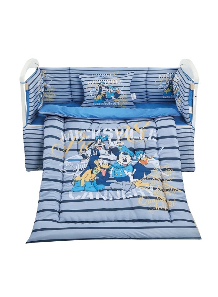 سمارت هوم طقم مفارش سرير أطفال ، مفرش حواجز طقم مكون من لحاف اطفال مقاس 90X145 سم شرشف مطاط 110X160 سم مخده مقاس 35X45 سم حواجز مقاس 33X130 سم حواجز مقاس 33X330 سم - Image 4