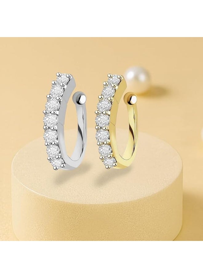 VAMA FASHIONS Clip on Nosepin Without Piercing Pressing Type Nose rings Stud for Women - Combo 2pcs Gold & Silver - Image 3