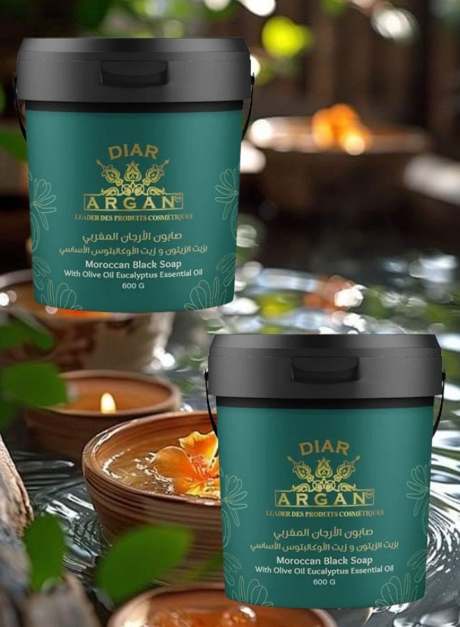 Diar Argan 2 Pieces Moroccan Argan Soap with Olive Oil and Eucalyptus Oil 600grams - Image 1