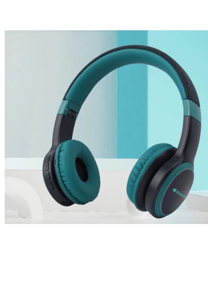 Kisonli KISONLI A6 Bluetooth Earphones Sport Headsets Foldable Gaming Headphones With Microphone TF Card Outdoor Wireless Headphone Green  - Image 1