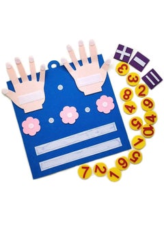 Soofam Montessori Learning Toddler Felt Educational Toy Finger Number Counting Math Felt Board Preschool Mani-pulatives Travel Game Addition Subtraction 3+ Year Old Gift Activity Kindergarten(Blue)  - Image 1