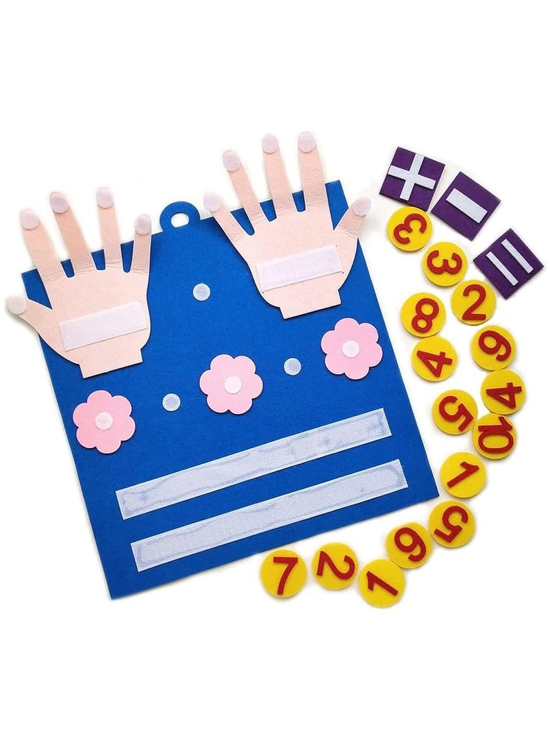 Soofam Montessori Learning Toddler Felt Educational Toy Finger Number Counting Math Felt Board Preschool Mani-pulatives Travel Game Addition Subtraction 3+ Year Old Gift Activity Kindergarten(Blue)  - Image 1