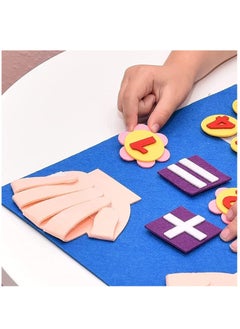 Soofam Montessori Learning Toddler Felt Educational Toy Finger Number Counting Math Felt Board Preschool Mani-pulatives Travel Game Addition Subtraction 3+ Year Old Gift Activity Kindergarten(Blue)  - Image 3