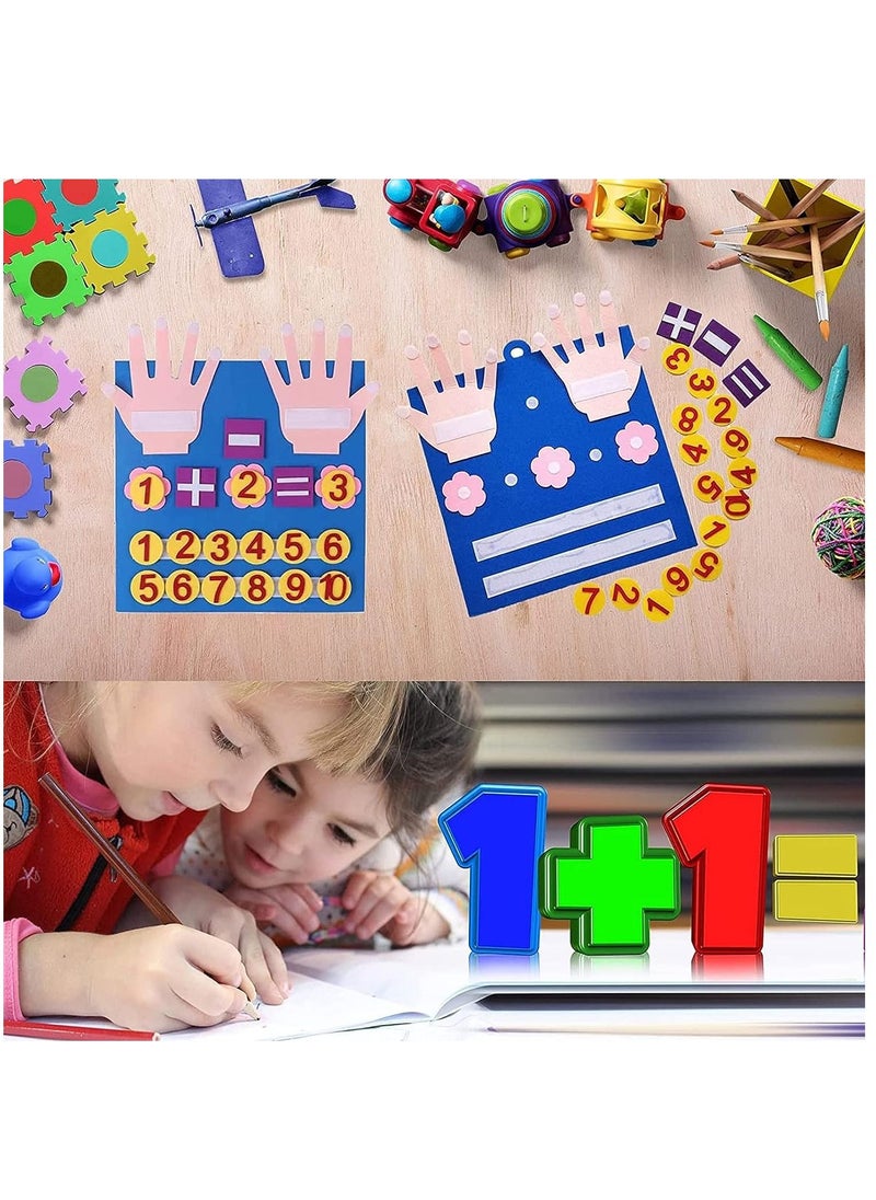 Soofam Montessori Learning Toddler Felt Educational Toy Finger Number Counting Math Felt Board Preschool Mani-pulatives Travel Game Addition Subtraction 3+ Year Old Gift Activity Kindergarten(Blue)  - Image 5