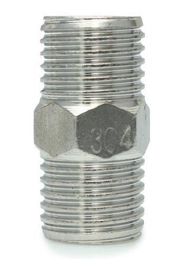 MHS Heavy Duty Stainless Steel Hex Nipple Pipe Fitting Tube Connector 1/2 Inch (Pack of 1) - Image 1