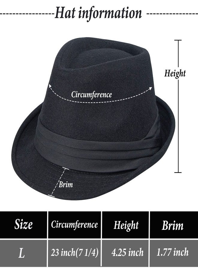 CXQRR Womens Mens Classic Felt Trilby Hat Short Brim Fedora Hat Black Manhattan Gangster Jazz Hat for Unisex - Image 3
