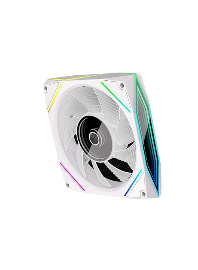 White Reverse Side 12x12cm ARGB Cooling Fan with Mirroring Surfaces and Aurora Effects High Airflow Hydraulic Bearing - Image 1