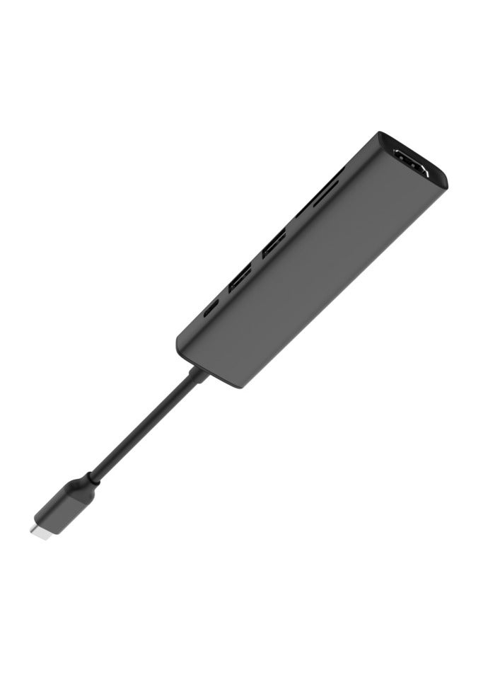 Huntkey D06 - 6 in 1 USB-C Docking Station 2*USB3.0+1*USB-C (5G+PD100W) +1*HDMI(4K/60HZ)+1*SD+1*TF HDMI resolution: 4K*2K/60Hz Grey 92W - Image 5