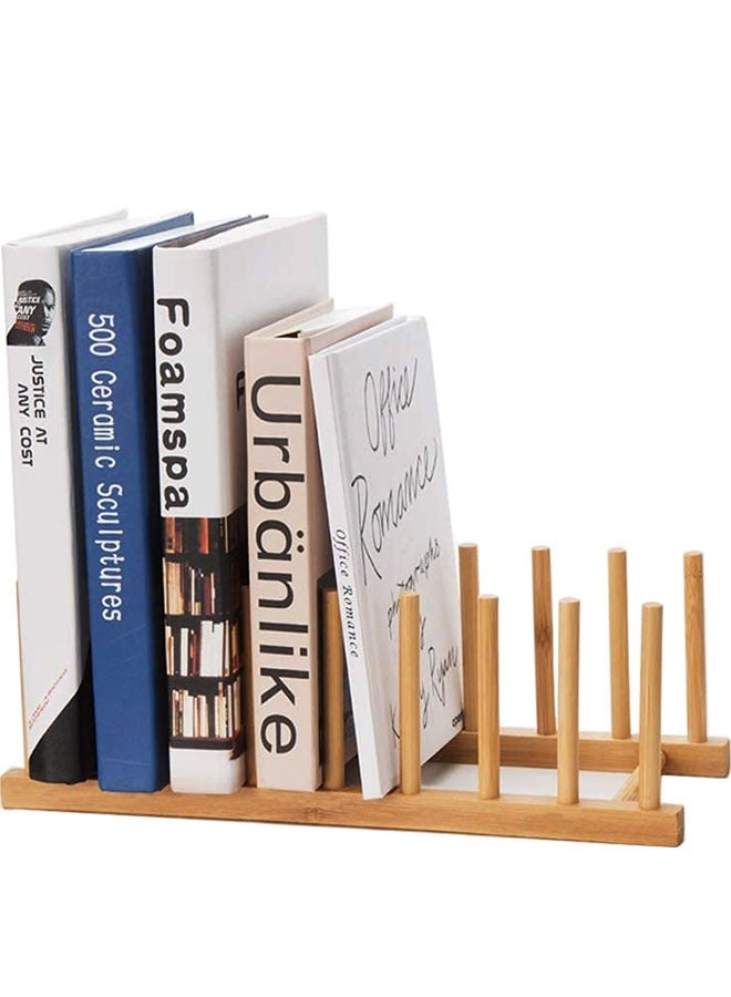 وهاواي Bamboo Wooden Dish Rack, Plate Rack Stand Pot Lid Holder, Kitchen Cabinet Organizer for Cup, Cutting Board, Bowl, Drying Rack and More 8 Slots - Image 5