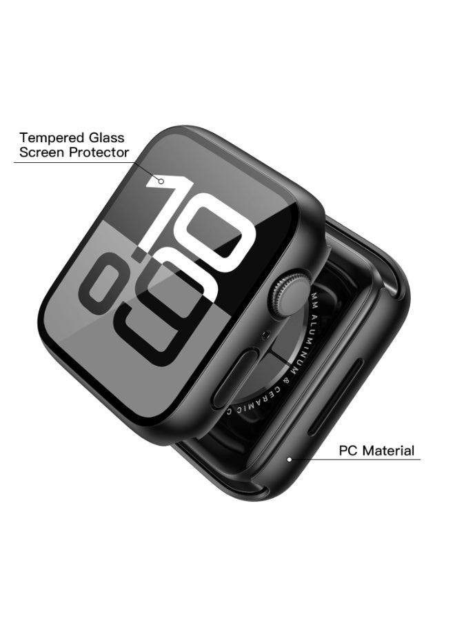 شيك فايب جراب زجاجي مقوى متوافق مع ساعة Apple Watch Series 11/Series 10 مقاس 46 مم، واقي شاشة صلب من البولي كربونات للحماية الشاملة، غطاء خفيف الوزن مقاوم للخدش فائق النحافة لساعة iWatch، أسود - Image 2