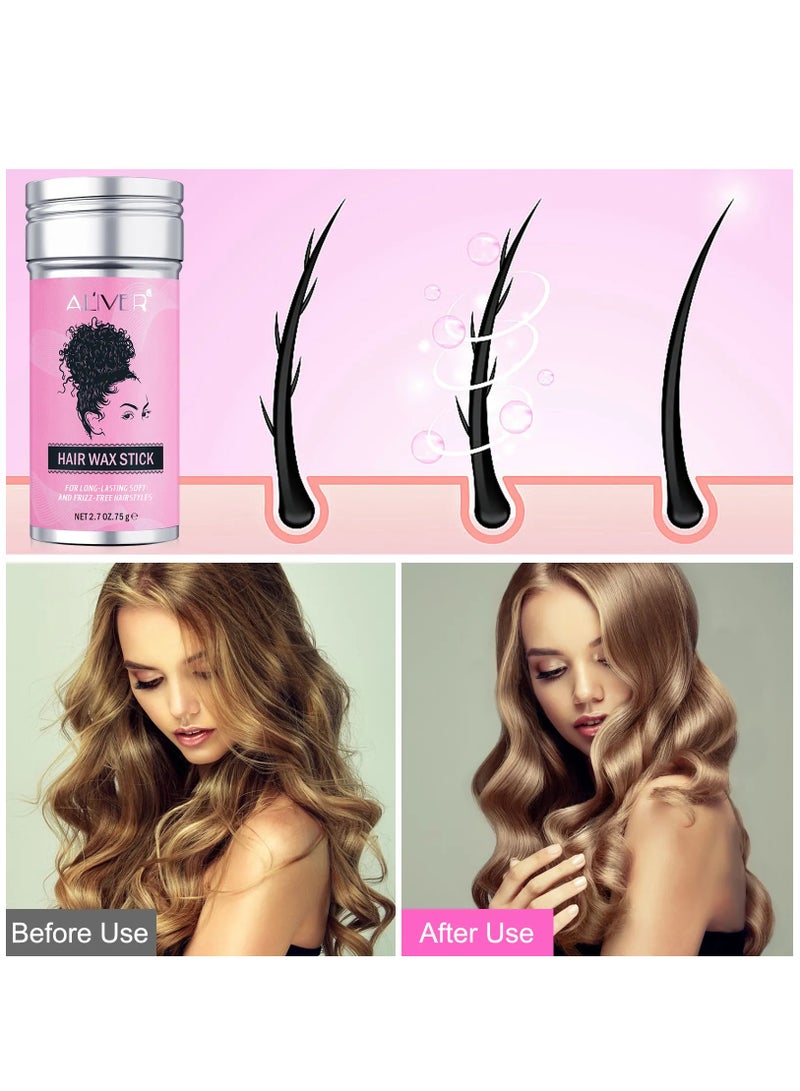 ALIVER عصا شمع الشعر 75 جرامًا لتحسين ملمس الشعر ولمعانه، شمع تصفيف الشعر، كريم تشطيب الشعر المكسور الصغير، عصا التحكم في الحواف، عصا دهن الشعر للرجال والنساء - Image 3