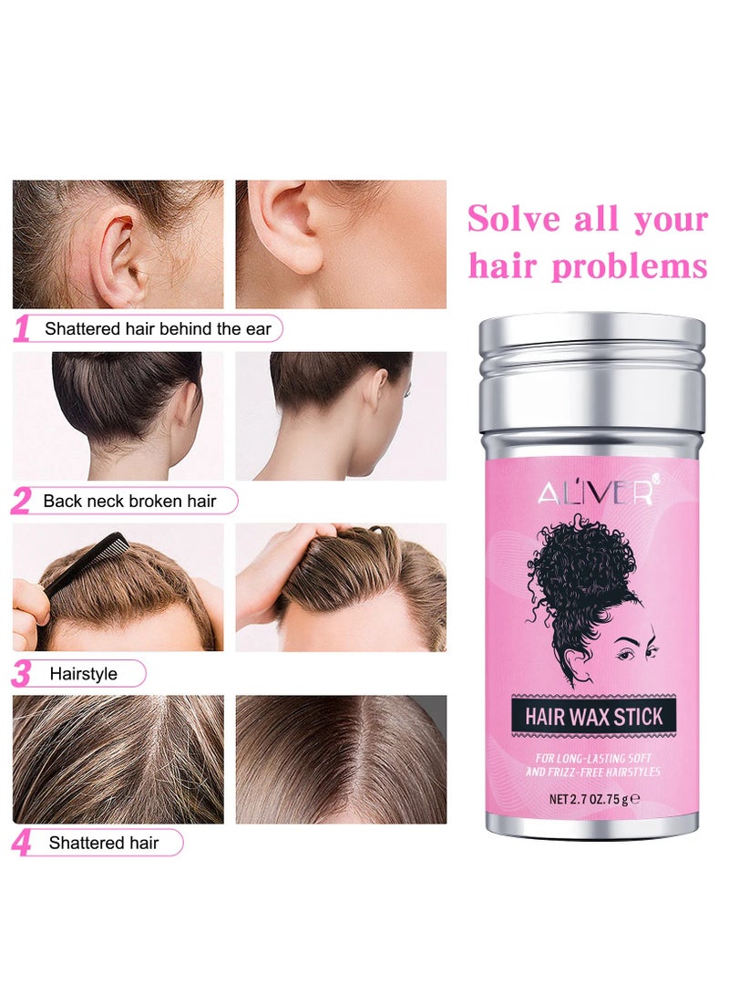 ALIVER عصا شمع الشعر 75 جرامًا لتحسين ملمس الشعر ولمعانه، شمع تصفيف الشعر، كريم تشطيب الشعر المكسور الصغير، عصا التحكم في الحواف، عصا دهن الشعر للرجال والنساء - Image 5