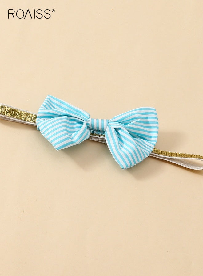 رويس مجموعة ملابس للأطفال حديثي الولادة من قطعتين، فستان قصير الأكمام بتصميم دب لطيف وإغلاق بكبس، ملابس صيفية مع عصابة رأس، بذلة مريحة من قطعة واحدة للفتيات الصغيرات - Image 4