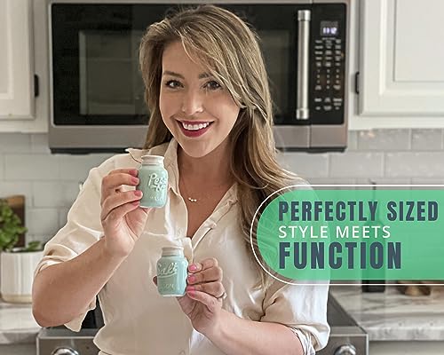 Comfify Mason Jar Salt & Pepper Shakers – Aqua Blue Ceramic – Rustic Shabby Chic Kitchen Decor - Image 5