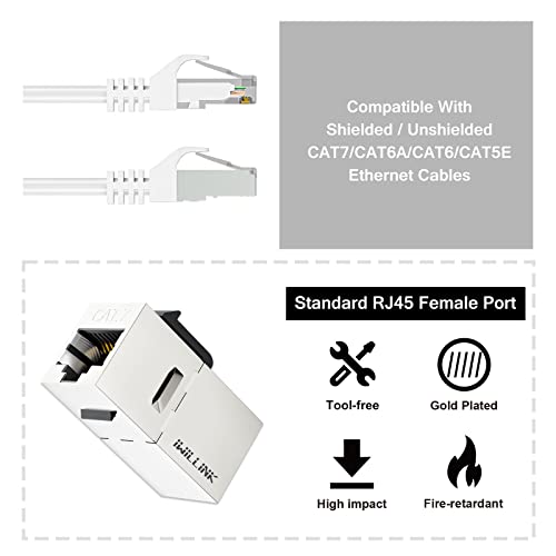 iwillink 10Gbps CAT7 Coupler RJ45 Keystone Shielded Coupler 25-Pack, Ethernet Coupler, Female to Female Keystone Jack, STP Keystone Insert for Cat7/Cat6a/cat6/cat5e Cable - Image 3