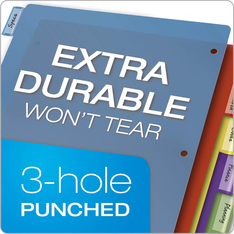 Cardinal Plastic Binder Dividers without Pockets, 8-Tab, Insertable Multicolor Tabs, Letter Size, 1 Set (84019), 8-1/2 x 11 - Image 3
