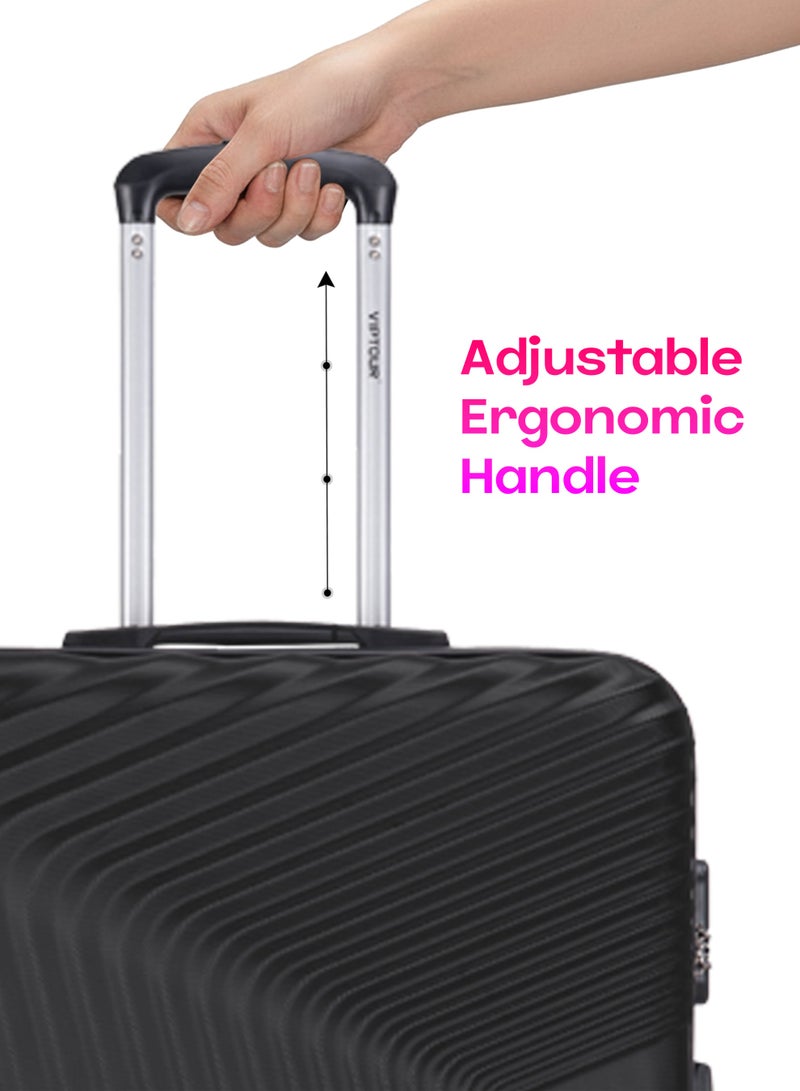 VIPTOUR ABS Material 3-Piece Hard Case Trolley Luggage Set, 4 Quiet 360° Spinner Wheels Suitcase With Combination Lock, Small (2.5kg), Medium (3kg), Large (3.8kg) (20''/24''/28'') - Image 3