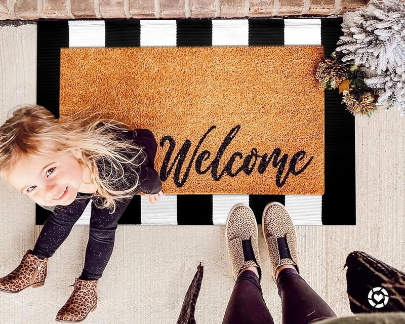 KOZYFLY Black and White Striped Rug Doormat 23.5' x 35.4' Cotton Woven Washable Black Indoor Outdoor Rugs for Layered Door Mats Porch/Kitchen/Farmhouse - Image 3