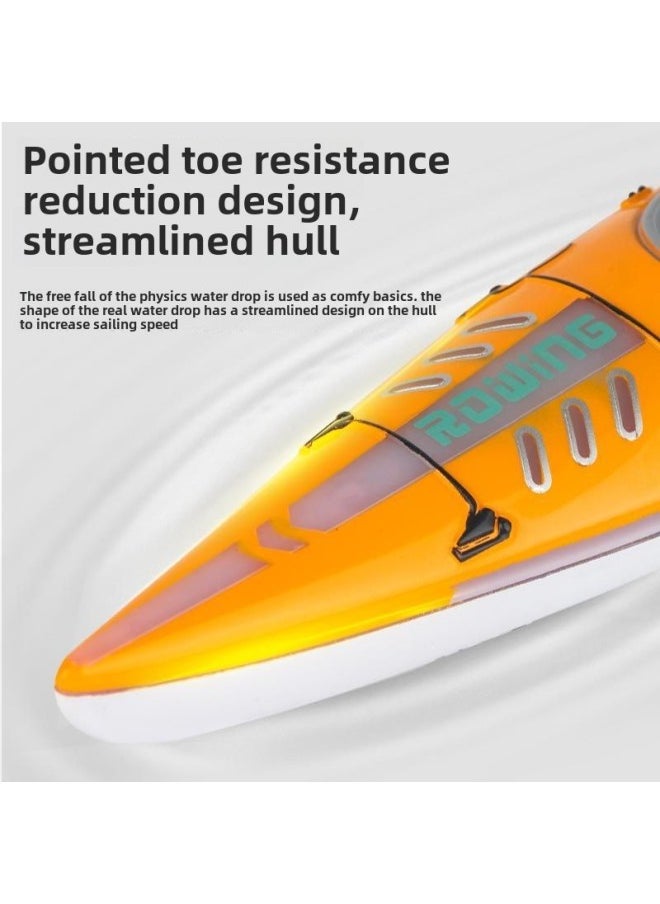 2.4 High Speed Remote Control Speedboat Wireless Charging Competition Children Dragon Boat Boat Boy Water Toy Boat-Color:♧☩―lemon Orange Dragon Boat Racing―☩♧-Specifications:♧☩―2 Remote Control Batteries + Charging Cable―☩♧  - Image 5
