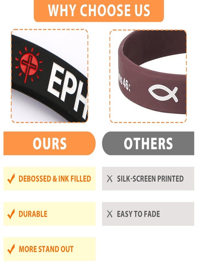 kilofly 4 pcs Christian Scripture Quote Bible Verse Silicone Bracelet Wristband - Fellowship - Image 5
