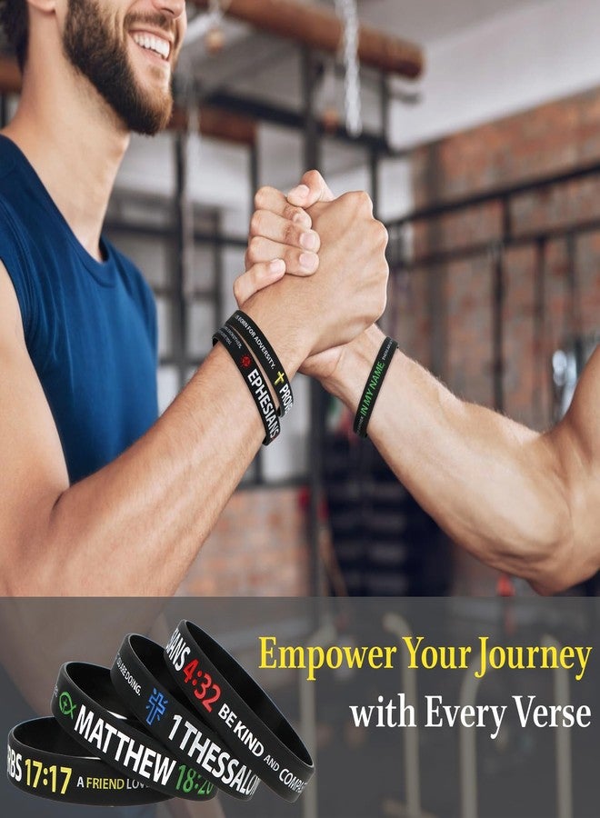 kilofly 4 pcs Christian Scripture Quote Bible Verse Silicone Bracelet Wristband - Fellowship - Image 3